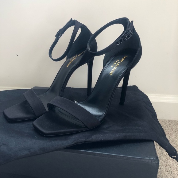 Saint Laurent Amber 105 Ankle Strap Sandal - Satin - Picture 1 of 8
